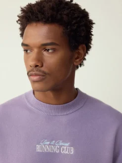 Lilac Purple N.Premium Relaxed Fit Mid Weight Running Club Graphic Crew Neck Jumper