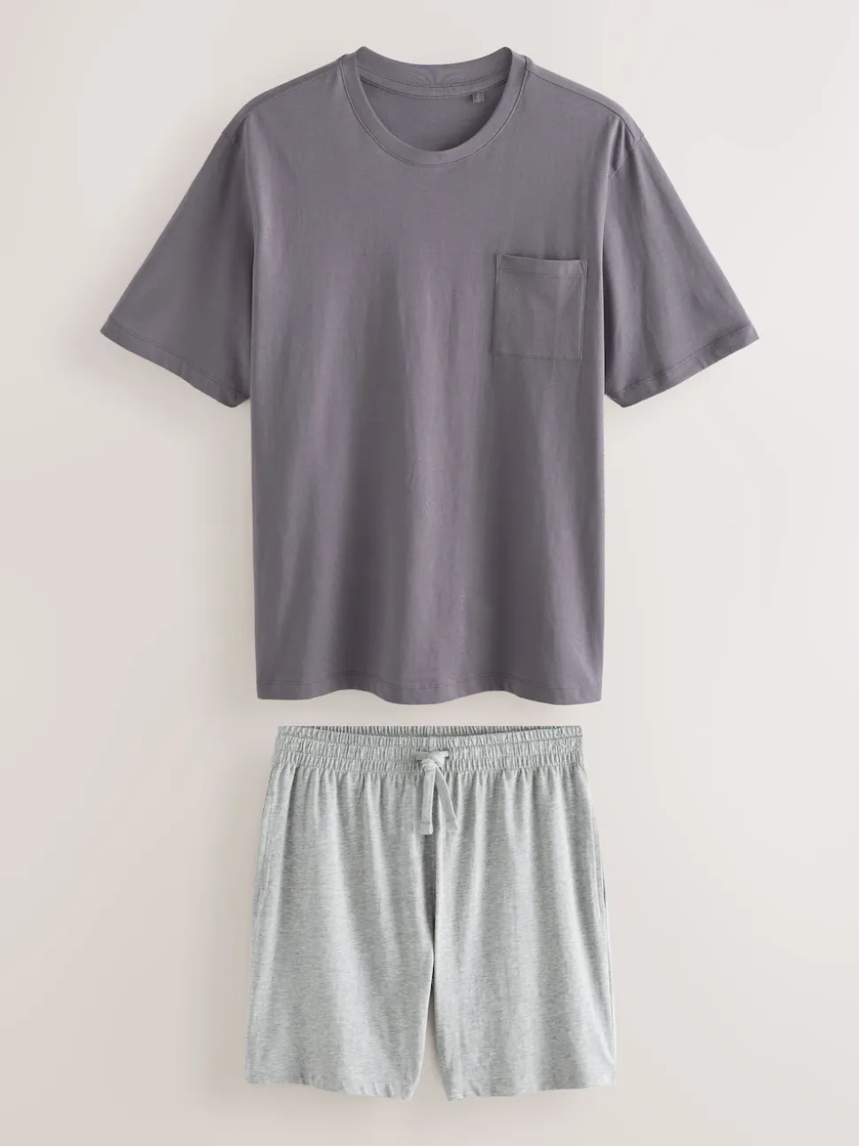 Lilac Purple/Grey Marl Short Sleeve Jersey Pyjamas Set