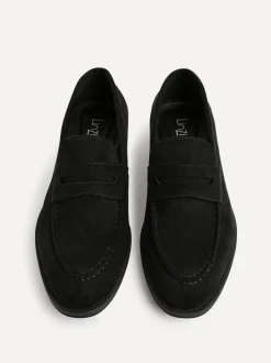 Linzi Black Suede Aurelio Penny Loafers