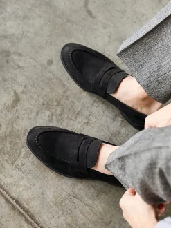 Linzi Black Suede Aurelio Penny Loafers