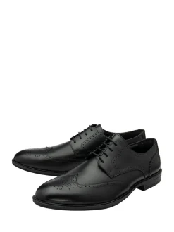 Lotus Black Brogues Lace-Up Shoes