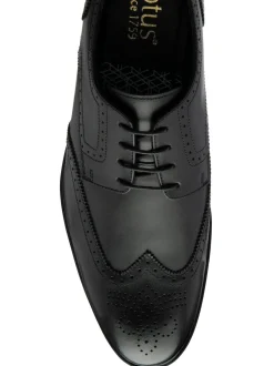 Lotus Black Brogues Lace-Up Shoes