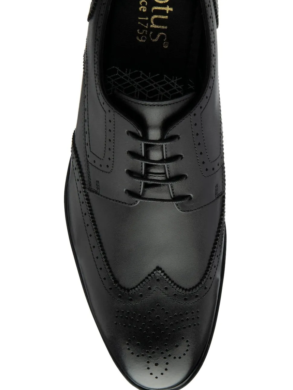 Lotus Black Brogues Lace-Up Shoes