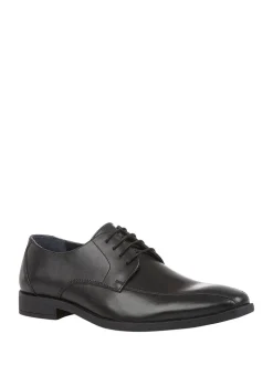 Lotus Black Leather Lace Up Derby Shoes
