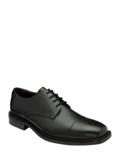 Lotus Black Leather Wide Fit Lace-Up Derby Shoes