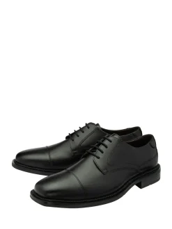 Lotus Black Leather Wide Fit Lace-Up Derby Shoes
