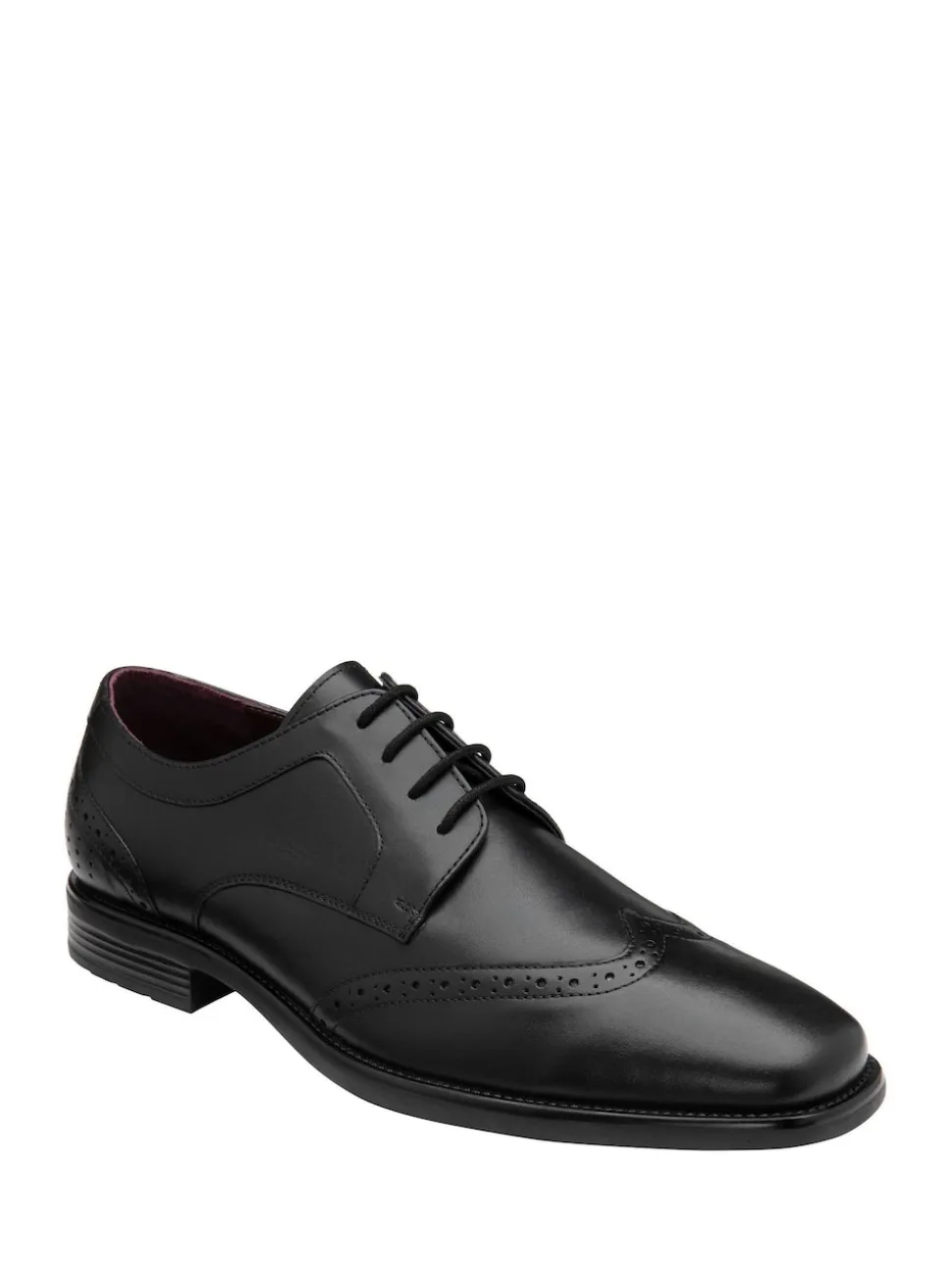 Lotus Black Wide Fit Leather Lace Up Brogues