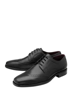 Lotus Black Wide Fit Leather Lace Up Brogues
