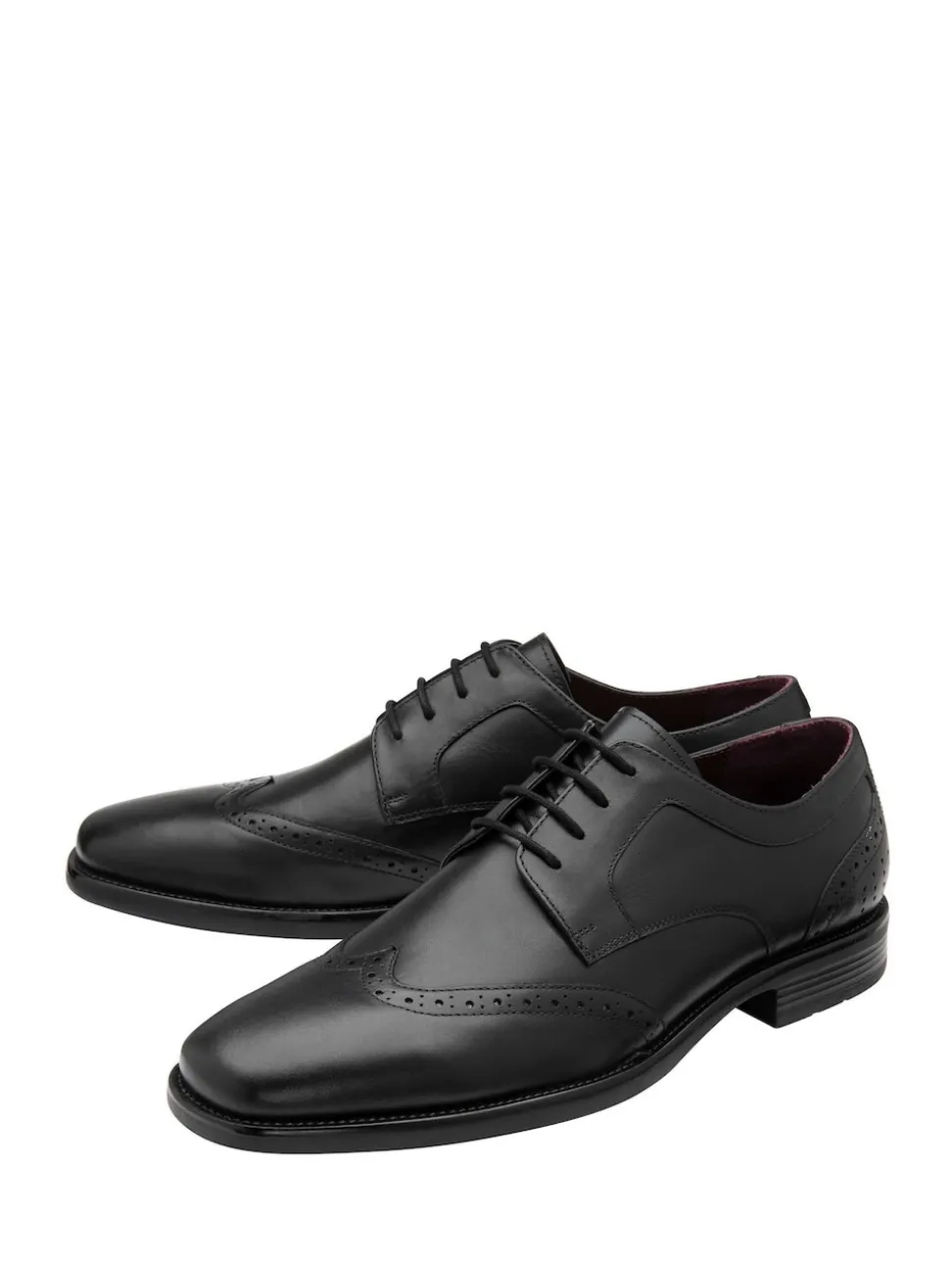Lotus Black Wide Fit Leather Lace Up Brogues