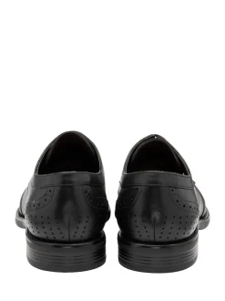 Lotus Black Wide Fit Leather Lace Up Brogues