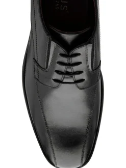 Lotus Black Wide Fit Leather Lace Up Derby Shoes