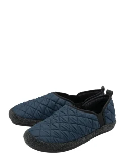 Lotus Blue Textile Quilted Slippers