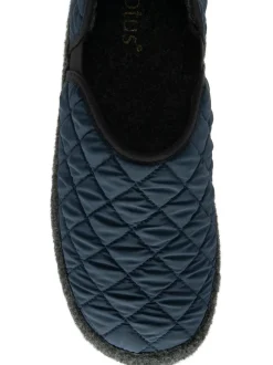 Lotus Blue Textile Quilted Slippers