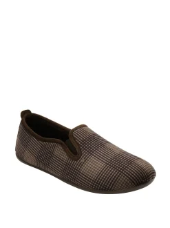 Lotus Brown Check-Print Full Slippers