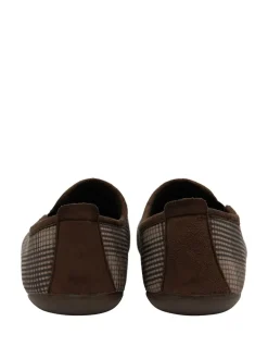 Lotus Brown Check-Print Full Slippers