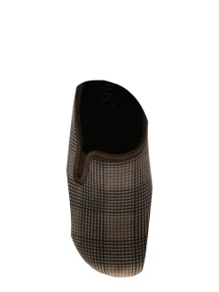 Lotus Brown Check-Print Full Slippers