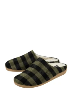 Lotus Green Textile Mule Slippers