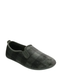 Lotus Grey Check-Print Full Slippers