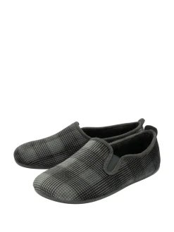 Lotus Grey Check-Print Full Slippers