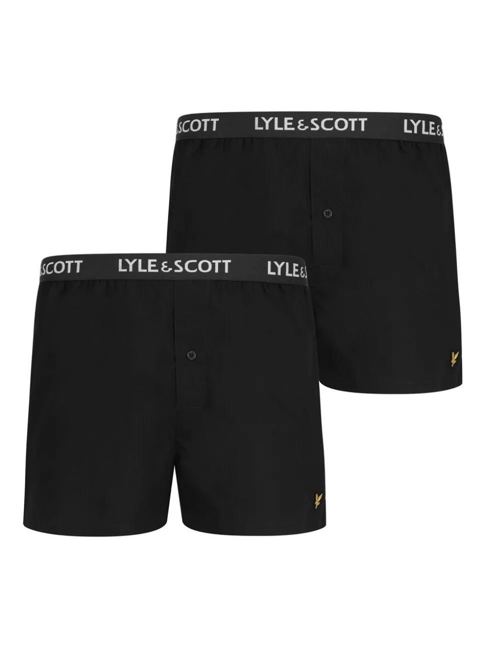 Lyle & Scott Black 100% Cotton Woven Boxer Shorts 2 Pack