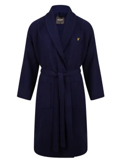Lyle & Scott Blue 100% Cotton Premium Waffle Bathrobe