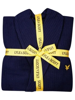 Lyle & Scott Blue 100% Cotton Premium Waffle Bathrobe