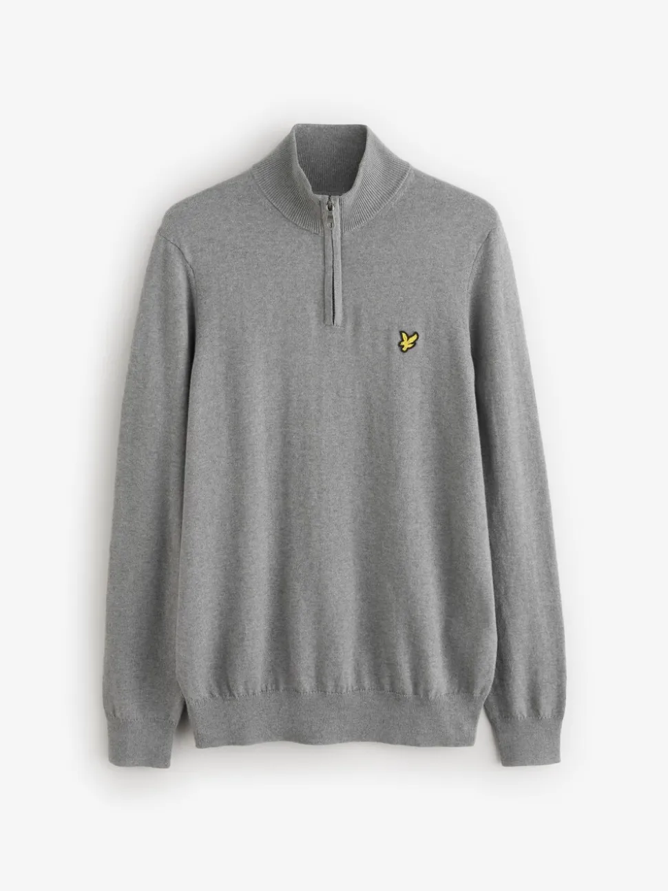 Lyle & Scott Grey Cotton Merino Quarter Zip Jumper
