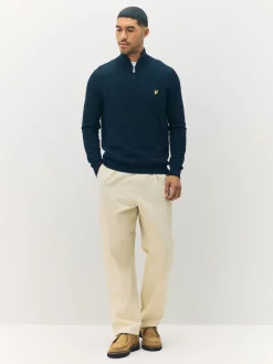 Lyle & Scott Navy Blue Cotton Merino Quarter Zip Jumper