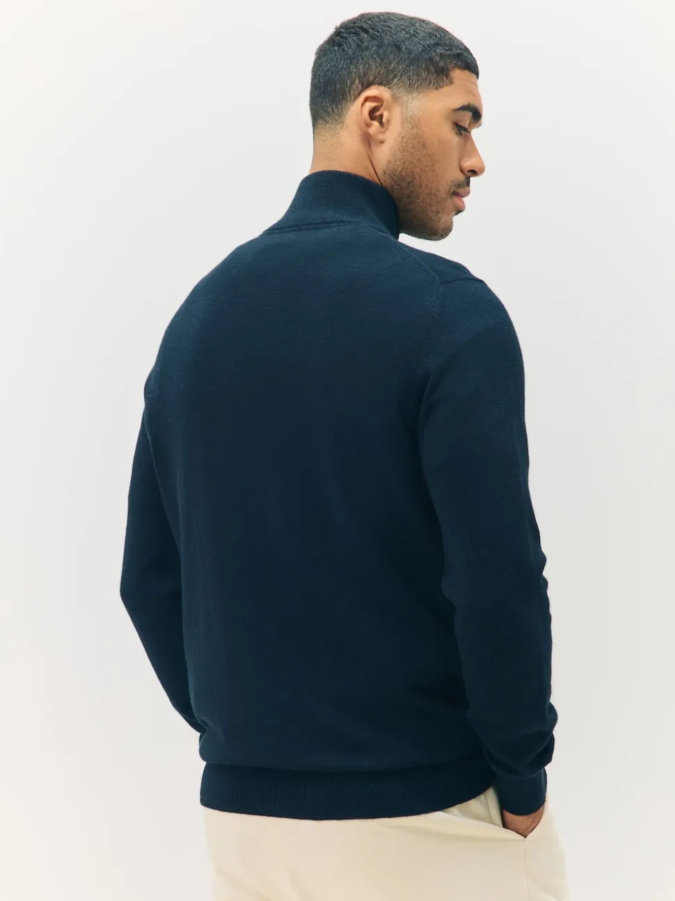 Lyle & Scott Navy Blue Cotton Merino Quarter Zip Jumper