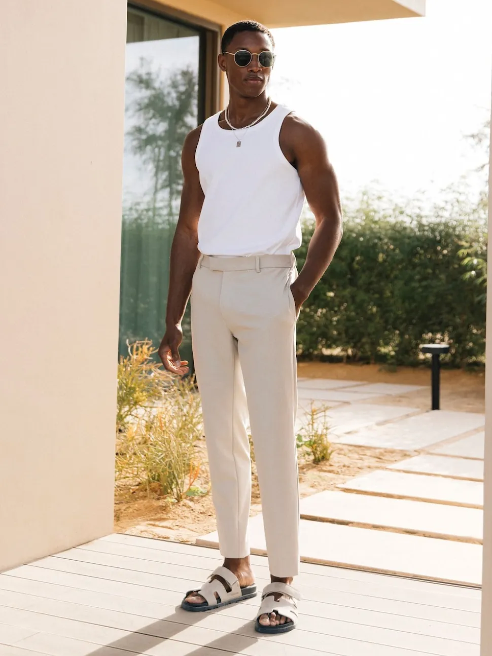 MAUVAIS Natural Aster Tailored Stretch Trousers