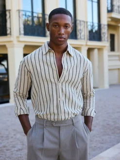 MAUVAIS Off White Bocelli Long Sleeve Stripe Shirt