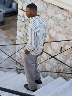 MAUVAIS Off White Bocelli Long Sleeve Stripe Shirt