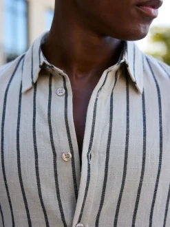 MAUVAIS Off White Bocelli Long Sleeve Stripe Shirt