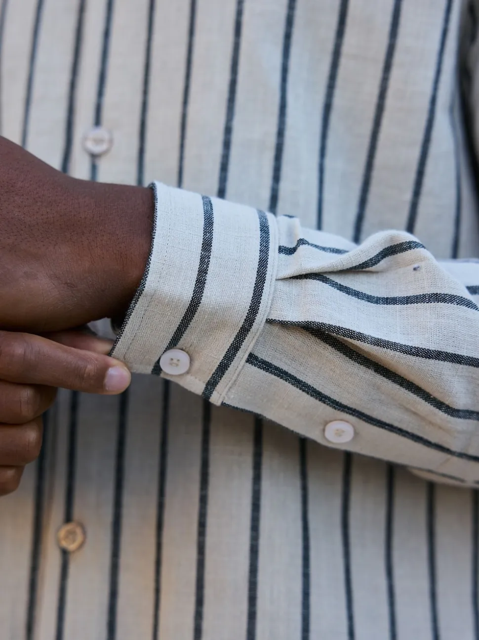 MAUVAIS Off White Bocelli Long Sleeve Stripe Shirt