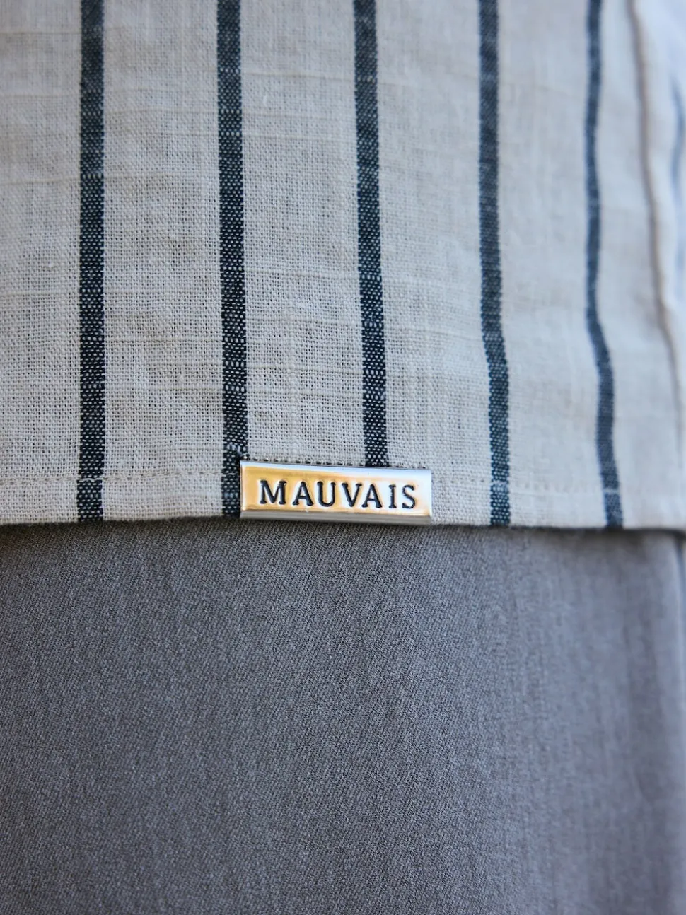 MAUVAIS Off White Bocelli Long Sleeve Stripe Shirt