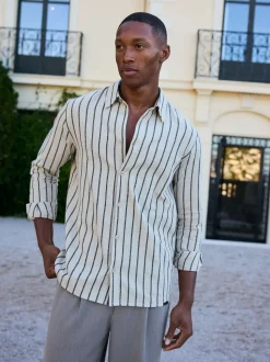 MAUVAIS Off White Bocelli Long Sleeve Stripe Shirt