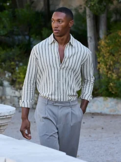 MAUVAIS Off White Bocelli Long Sleeve Stripe Shirt