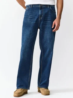 Mid Blue Baggy Fit Authentic Stretch Denim Jeans