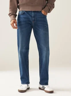 Mid Blue Classic Stretch Relaxed Fit Jeans