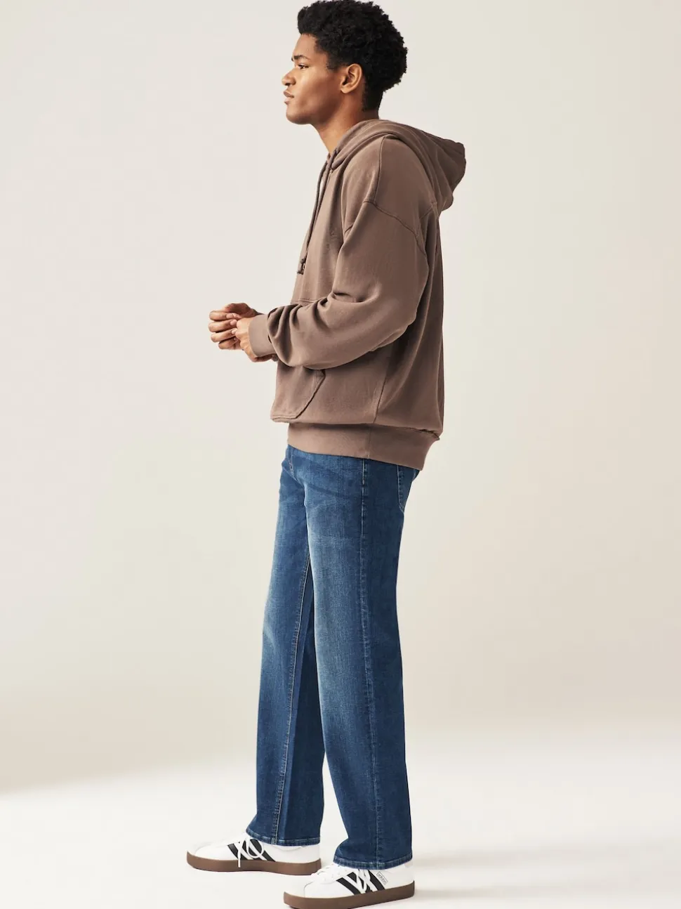 Mid Blue Classic Stretch Relaxed Fit Jeans