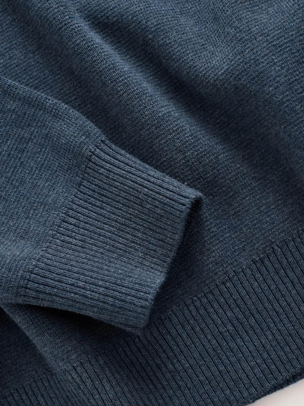 Mid Blue Plain N.Premium Regular Fit 100% Cotton Premium Quarter Zip Jumper