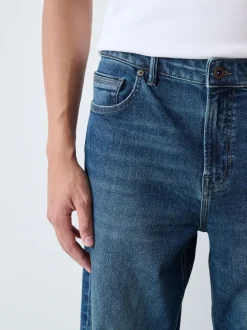 Mid Blue Relaxed Fit Authentic Stretch Denim Jeans