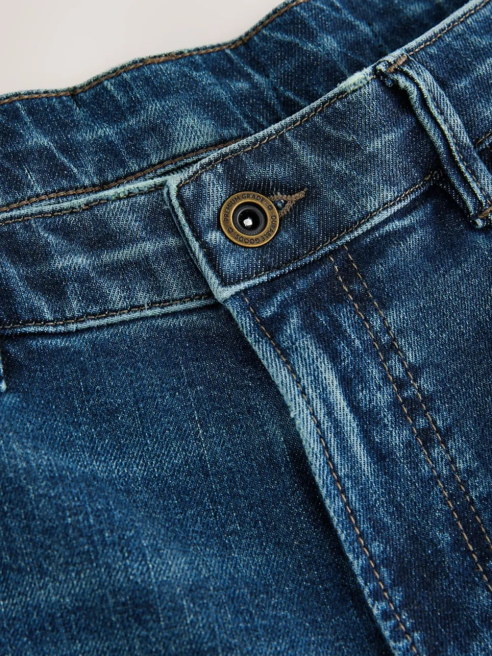 Mid Blue Relaxed Fit Authentic Stretch Denim Jeans