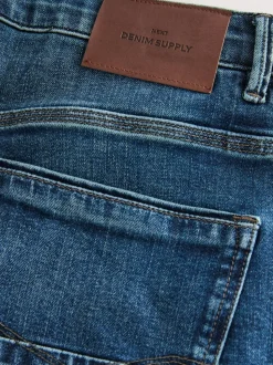 Mid Blue Relaxed Fit Authentic Stretch Denim Jeans
