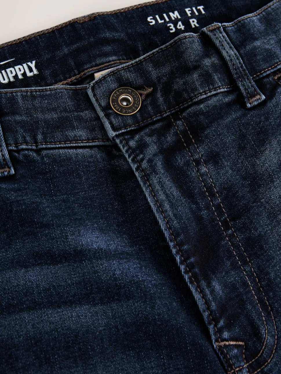 Mid Blue Slim Fit Authentic Stretch Denim Jeans