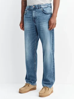 Mid Blue Straight Fit Authentic Stretch Denim Jeans