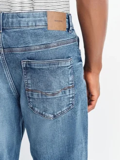 Mid Blue Straight Fit Authentic Stretch Denim Jeans