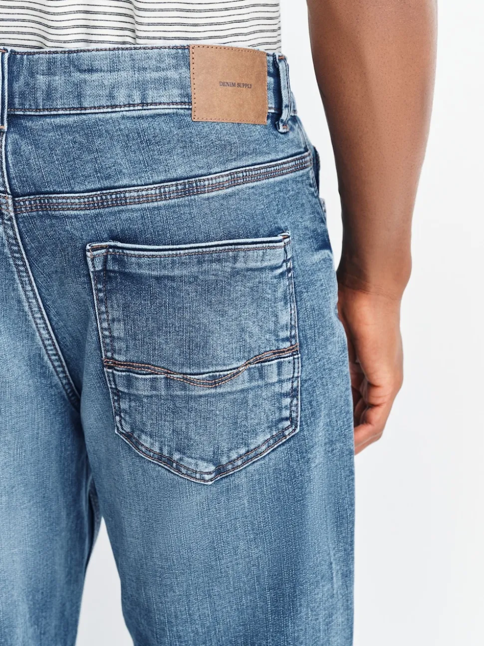 Mid Blue Straight Fit Authentic Stretch Denim Jeans