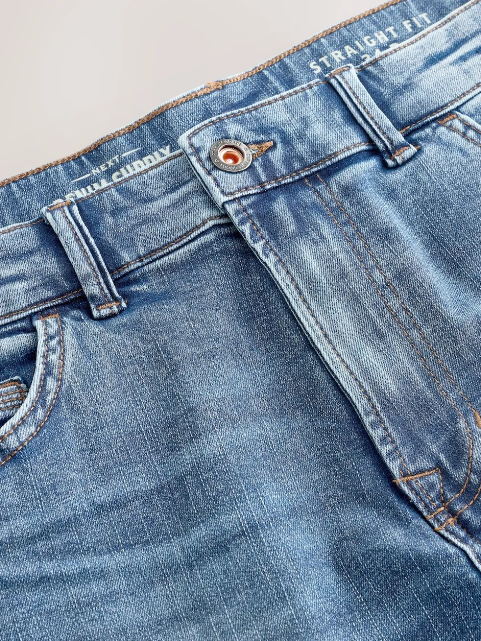 Mid Blue Straight Fit Authentic Stretch Denim Jeans