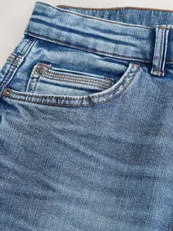 Mid Blue Straight Fit Authentic Stretch Denim Jeans